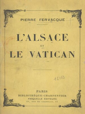 cover image of L'Alsace et le Vatican